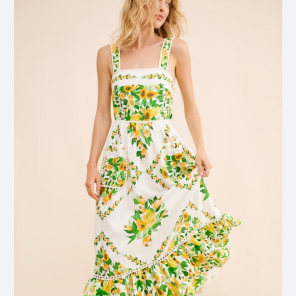 FARM Rio Dresses & Skirts - Farm Rio Linen Papaya salad dress